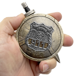 Nassau County Police Department Shield with removable Sword Challenge Coin Set Long Island NCPD BL8-002 - www.ChallengeCoinCreations.com
