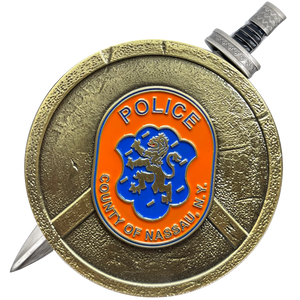 Nassau County Police Department Shield with removable Sword Challenge Coin Set Long Island NCPD BL8-002 - www.ChallengeCoinCreations.com