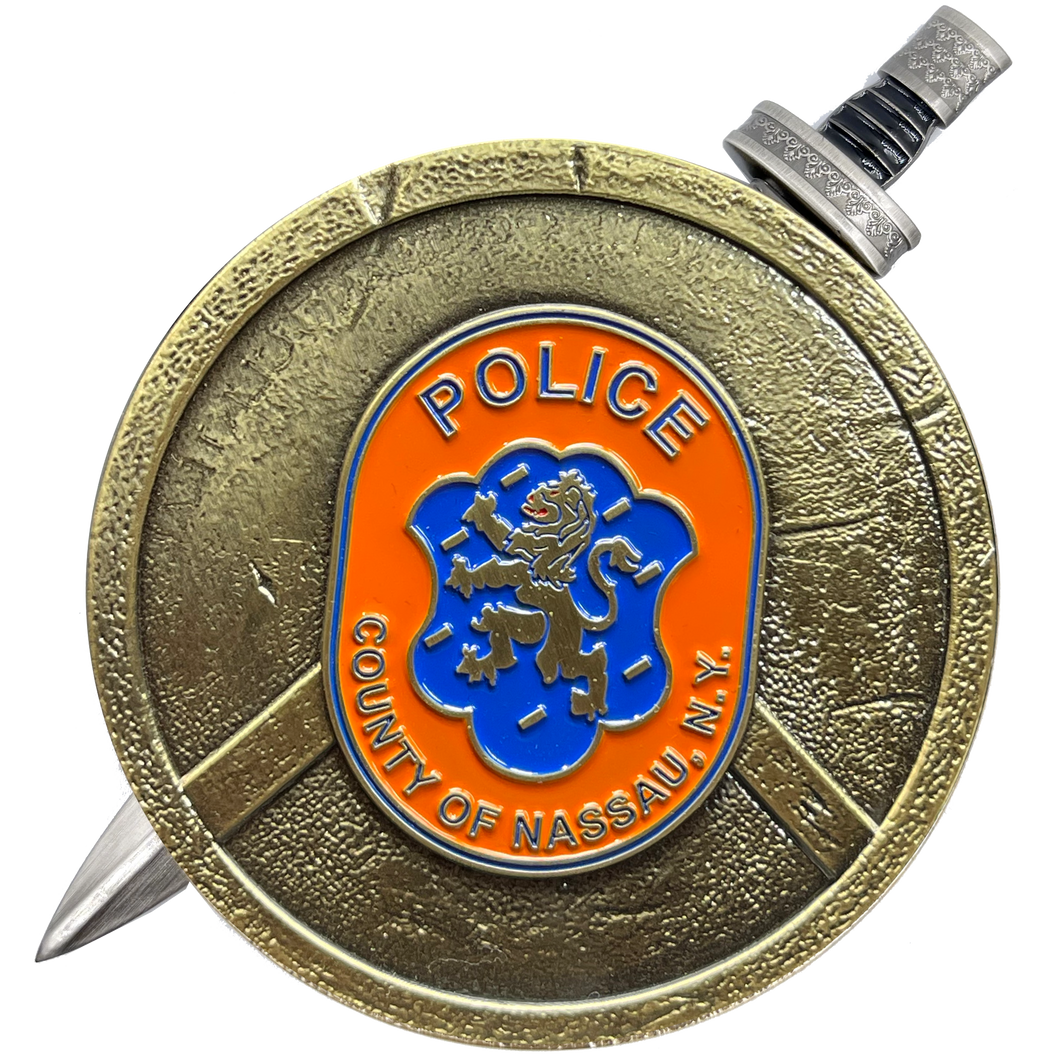 Nassau County Police Department Shield with removable Sword Challenge Coin Set Long Island NCPD BL8-002 - www.ChallengeCoinCreations.com