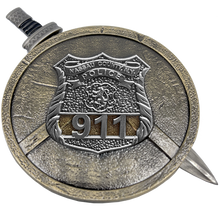 Load image into Gallery viewer, Nassau County Police Department Shield with removable Sword Challenge Coin Set Long Island NCPD BL8-002 - www.ChallengeCoinCreations.com