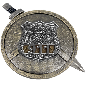 Nassau County Police Department Shield with removable Sword Challenge Coin Set Long Island NCPD BL8-002 - www.ChallengeCoinCreations.com