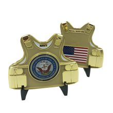 Load image into Gallery viewer, NAVY Body Armor Challenge Coin Naval Warfare, SEAL, Aviator, Sailor GG-008 - www.ChallengeCoinCreations.com