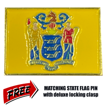 Load image into Gallery viewer, New Jersey NJ Backs The Blue Thin Blue Line Police Challenge Coin with free matching State Flag pin Sheriff NJSP Newark BL3-004 - www.ChallengeCoinCreations.com