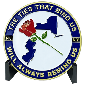 NY NJ Police State Trooper Corrections Port Authority 9/11 20th Anniversary Commemorative New Jersey Rose Challenge Coin BL9-011 - www.ChallengeCoinCreations.com