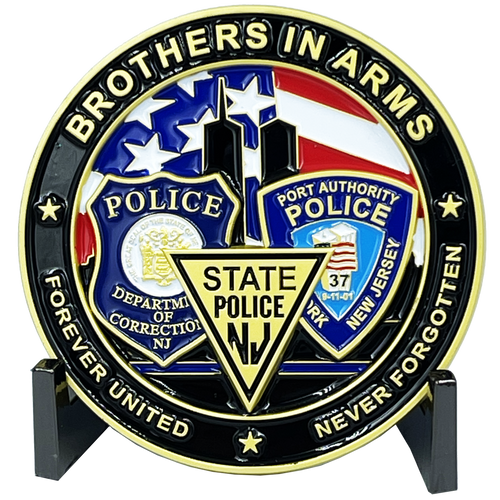 NY NJ Police State Trooper Corrections Port Authority 9/11 20th Anniversary Commemorative New Jersey Rose Challenge Coin BL9-011 - www.ChallengeCoinCreations.com