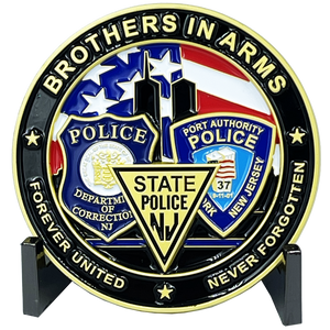 NY NJ Police State Trooper Corrections Port Authority 9/11 20th Anniversary Commemorative New Jersey Rose Challenge Coin BL9-011 - www.ChallengeCoinCreations.com