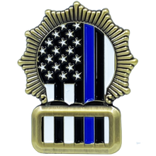Load image into Gallery viewer, NYPD Detective Beard Gang Skull Challenge Coin Thin Blue Line Back the Blue New York City Police Department EL1-013 - www.ChallengeCoinCreations.com