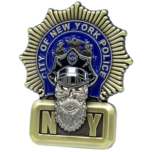 NYPD Detective Beard Gang Skull Challenge Coin Thin Blue Line Back the Blue New York City Police Department EL1-013 - www.ChallengeCoinCreations.com