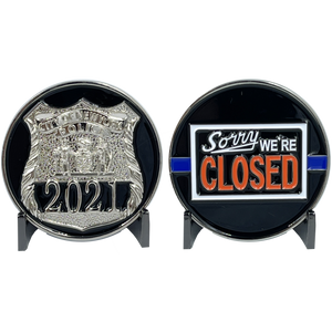 NYPD Officer New York City Police Department NYC Sorry We're Closed Challenge Coin BL12-004 - www.ChallengeCoinCreations.com