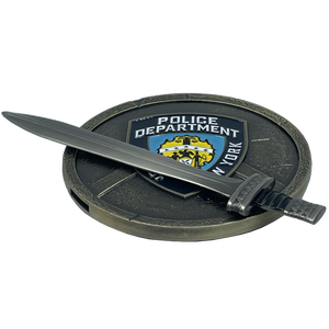 NYPD New York City Police Department Detective Shield with removable Sword Challenge Coin Set BL4-008 - www.ChallengeCoinCreations.com