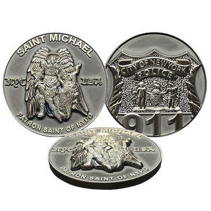 New York City Police Department Officer Saint Michael Patron Saint Challenge Coin ST. MICHAEL BL15-012 - www.ChallengeCoinCreations.com