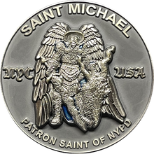 Load image into Gallery viewer, New York City Police Department Officer Saint Michael Patron Saint Challenge Coin ST. MICHAEL BL15-012 - www.ChallengeCoinCreations.com