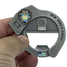 Load image into Gallery viewer, NYPD Officer Sergeant Detective Handcuff Bottle Opener Challenge Coin BL9-019 - www.ChallengeCoinCreations.com