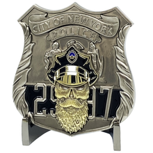 Load image into Gallery viewer, NYPD police officer Thin Blue Line Challenge Coin New York City Back the Blue Beard Gang K-005 - www.ChallengeCoinCreations.com