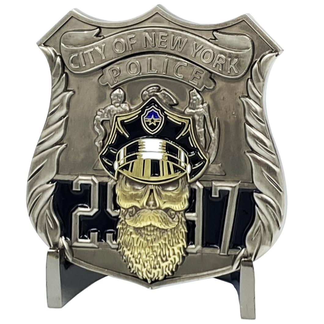 NYPD police officer Thin Blue Line Challenge Coin New York City Back the Blue Beard Gang K-005 - www.ChallengeCoinCreations.com