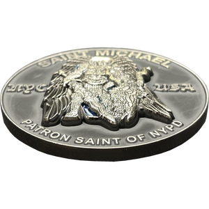 New York City Police Department Officer Saint Michael Patron Saint Challenge Coin ST. MICHAEL BL15-012 - www.ChallengeCoinCreations.com