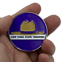 Load image into Gallery viewer, NYS New York State Police Trooper Thin Blue Line Sorry We&#39;re Closed Challenge Coin DL6-15 - www.ChallengeCoinCreations.com