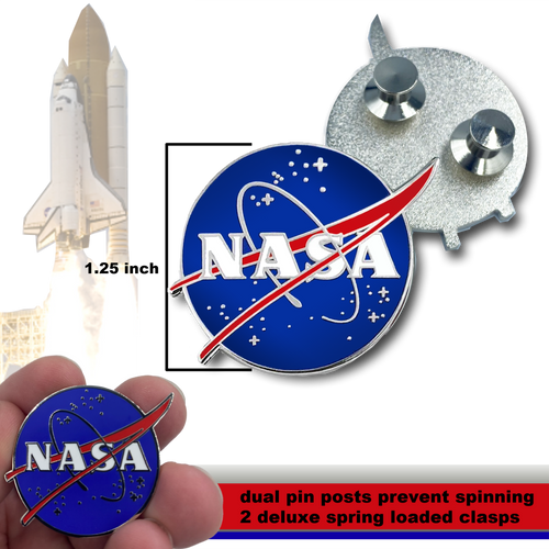 NASA Pin with dual pin posts and deluxe pin clasps CC-008 - www.ChallengeCoinCreations.com