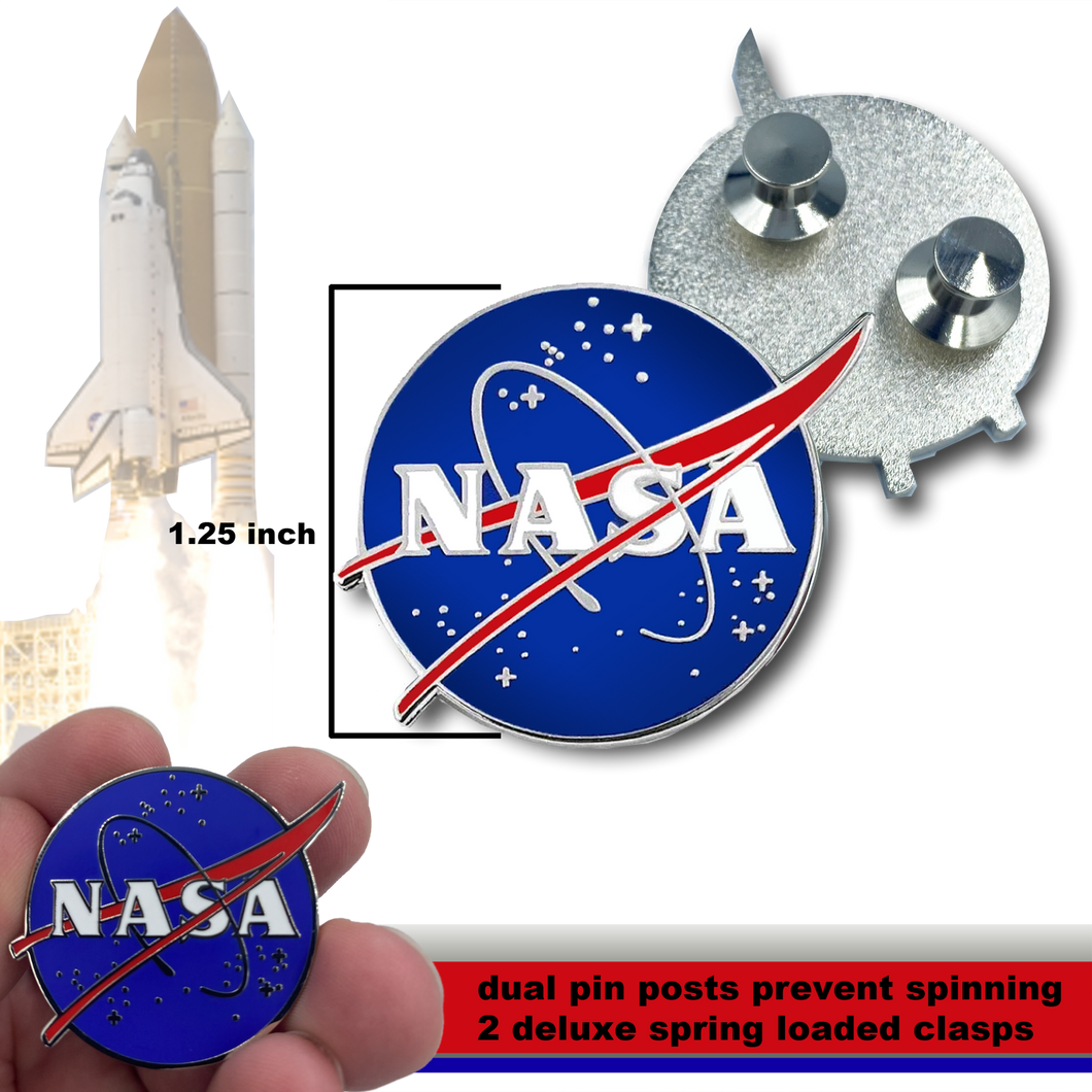 NASA Pin with dual pin posts and deluxe pin clasps CC-008 - www.ChallengeCoinCreations.com
