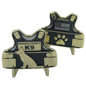 Nassau County Police Department Long Island New York K9 Body Armor Challenge Coin Canine NY NCPD Sheriff's Office CL9-02 - www.ChallengeCoinCreations.com