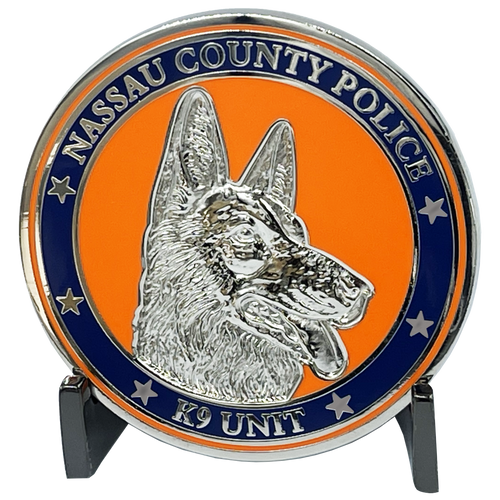 K9 Canine NCPD LI Nassau County Police Department Long island Dept. Challenge Coin thin blue line EL3-003 - www.ChallengeCoinCreations.com