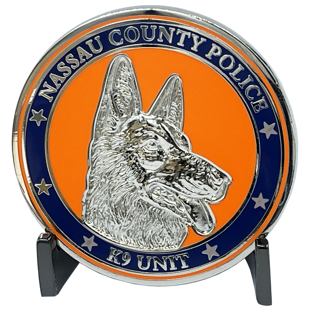 K9 Canine NCPD LI Nassau County Police Department Long island Dept. Challenge Coin thin blue line EL3-003 - www.ChallengeCoinCreations.com