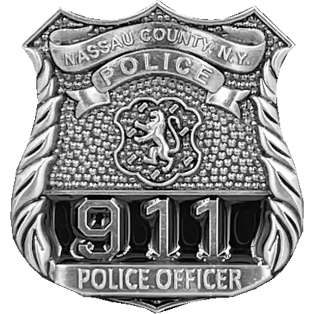 Nassau County NY Police Department NCPD Police Officer Long Island LINY nickel plated metal lapel pin PBX-003-D P-188