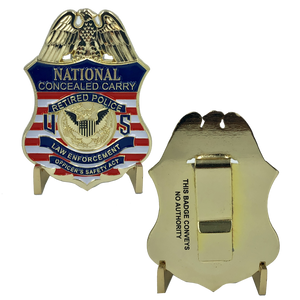 National Concealed Carry Retired Police Badge LEOSA F-019 - www.ChallengeCoinCreations.com
