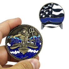Load image into Gallery viewer, AA-020 King Neptune Marine Patrol Thin Blue Line Police CBP Air and Marine Coast Guard Challenge Coin - www.ChallengeCoinCreations.com