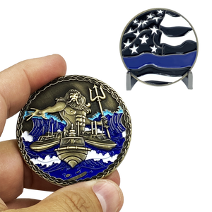 AA-020 King Neptune Marine Patrol Thin Blue Line Police CBP Air and Marine Coast Guard Challenge Coin - www.ChallengeCoinCreations.com