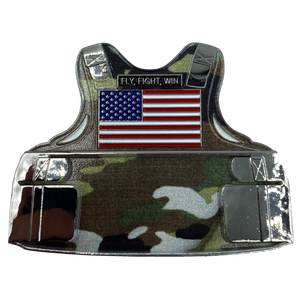 U.S. Air Force Camo Body Armor Challenge Coin Fly Fight Win USAF CL4-04 - www.ChallengeCoinCreations.com