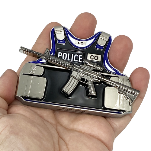 Correctional Officer M4 Body Armor 3D self standing Challenge Coin Corrections Prison Jail Thin Gray Line DL1-04 - www.ChallengeCoinCreations.com
