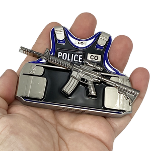 Correctional Officer M4 Body Armor 3D self standing Challenge Coin Corrections Prison Jail Thin Gray Line DL1-04 - www.ChallengeCoinCreations.com