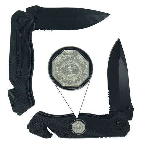 NYSP New York State Police collectible 3-in-1 Police Tactical Rescue Knife with Seatbelt Cutter Steel Serrated Blade Glass Breaker 21-K