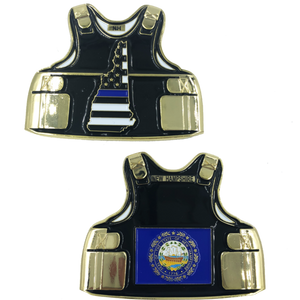 New Hampshire LEO Thin Blue Line Police Body Armor State Flag Challenge Coins D-020 - www.ChallengeCoinCreations.com