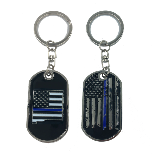 New Mexico Thin Blue Line Challenge Coin Dog Tag Keychain Police Law Enforcement II-014
