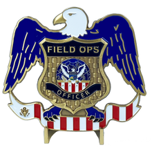 Load image into Gallery viewer, Field Operations huge vintage inspired CBP Field Ops US Customs Challenge Coin Eagle Flag 4 inch DL11-10 - www.ChallengeCoinCreations.com