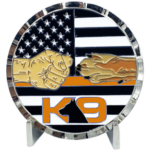 Load image into Gallery viewer, K9 Thin Orange Line Search and Rescue Challenge Coin Fist Paw Bump USCG United States Coast Guard Coastie Cutter Police Fire Dept BL7-007 - www.ChallengeCoinCreations.com