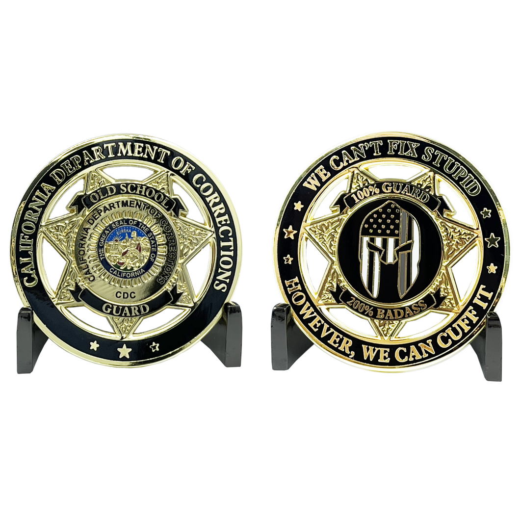 Old School Prison Jail Guard Challenge Coin Correctional Officer CO CA Department of Corrections CDC thin gray line gladiator police EL3-020 - www.ChallengeCoinCreations.com