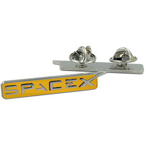 SpaceX pin Space X dual pin back orange lapel pin M-32 - www.ChallengeCoinCreations.com