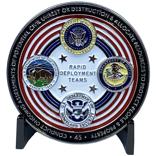 President Donald J. Trump Pact Force 2020 Challenge Coin Protecting Monuments Thin Blue Line Police Federal Agent Border Patrol Task Force DL6-02 - www.ChallengeCoinCreations.com