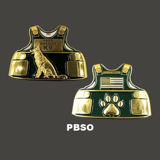 PBSO K9 Body Armor Police Challenge Coin Canine Palm Beach Sheriff's Office L-04 - www.ChallengeCoinCreations.com