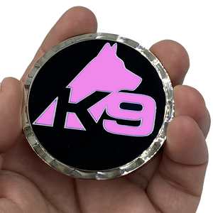 K9 Thin Pink Line Challenge Coin Fist Paw Bump Breast Cancer Awareness Police BL7-008 - www.ChallengeCoinCreations.com