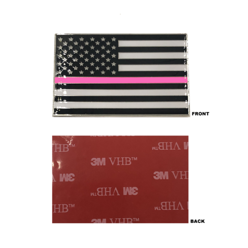 Thin Pink Line US Flag Vehicle Emblem high-end metal decal with 3M VHB Tape Police CBP LEO - www.ChallengeCoinCreations.com