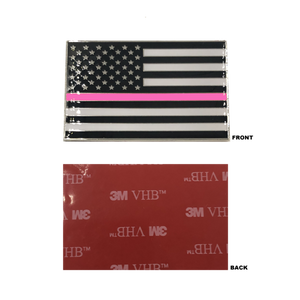 Thin Pink Line US Flag Vehicle Emblem high-end metal decal with 3M VHB Tape Police CBP LEO - www.ChallengeCoinCreations.com