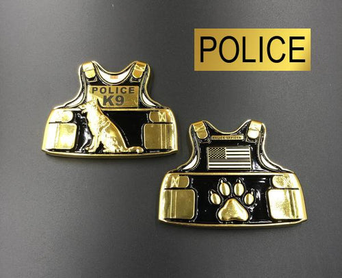 Police K9 Body Armor Challenge Coin Canine F-002 - www.ChallengeCoinCreations.com