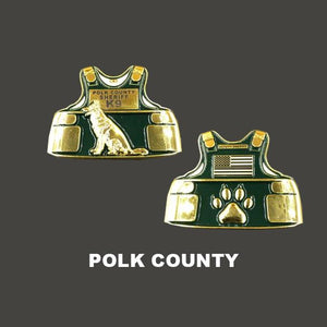 Polk County K9 Body Armor Police Challenge Coin Canine Sheriff's Office L-01 - www.ChallengeCoinCreations.com