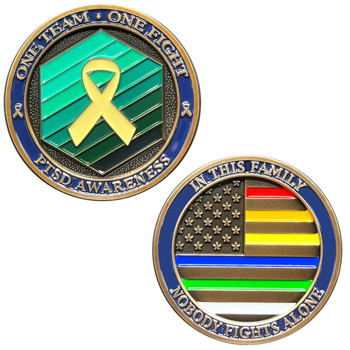 PTSD Awareness Challenge Coin Police Fire 911 Dispatcher EMT Military Border Patrol EL11-004