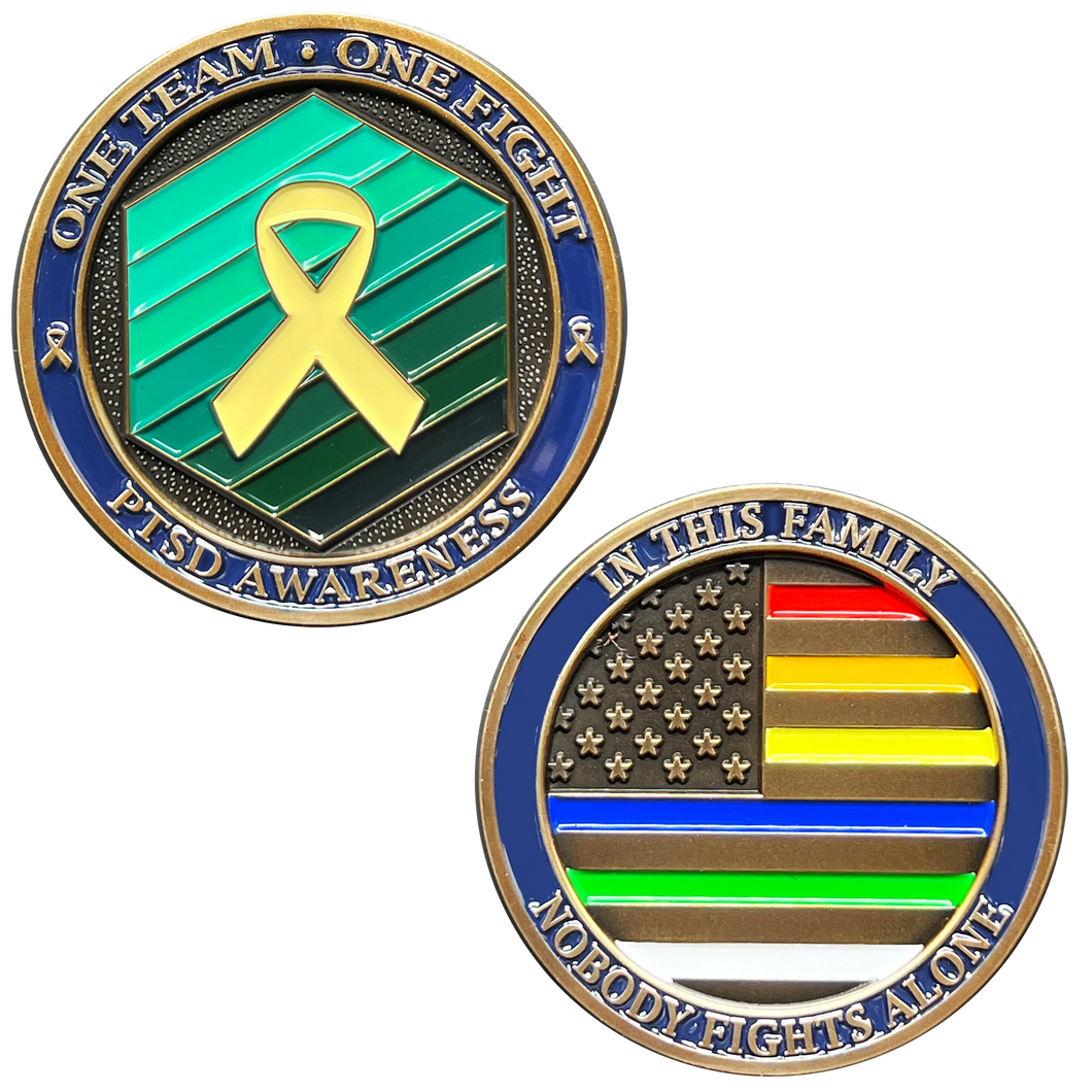PTSD Awareness Challenge Coin Police Fire 911 Dispatcher EMT Military Border Patrol EL11-004
