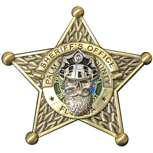 K-015 Palm Beach County Florida Deputy Sheriff Thin Blue Line Beard Gang Skull Challenge Coin K-015 - www.ChallengeCoinCreations.com